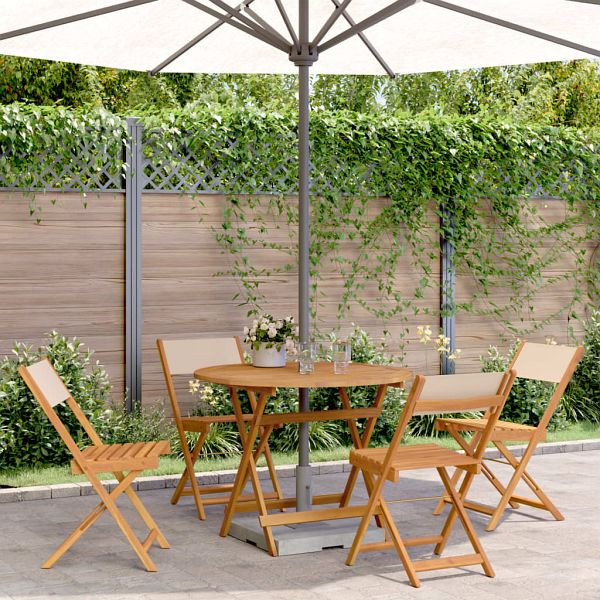 vidaXL 5-teilig Garten-Essgruppe Stoff und Massivholz Beige, 3281775