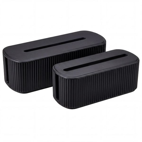 Mendler 2er-Set Kabelboxen HWC-Q73, Aufbewahrungsbox Kabelorganizer Kabelmanagement Box, Deckel Kunststoff, schwarz, 121814