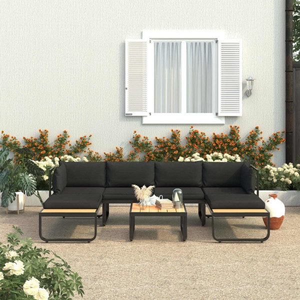 vidaXL 4-tlg. Garten-Ecksofa-Set mit Auflagen Aluminium und WPC, 48654