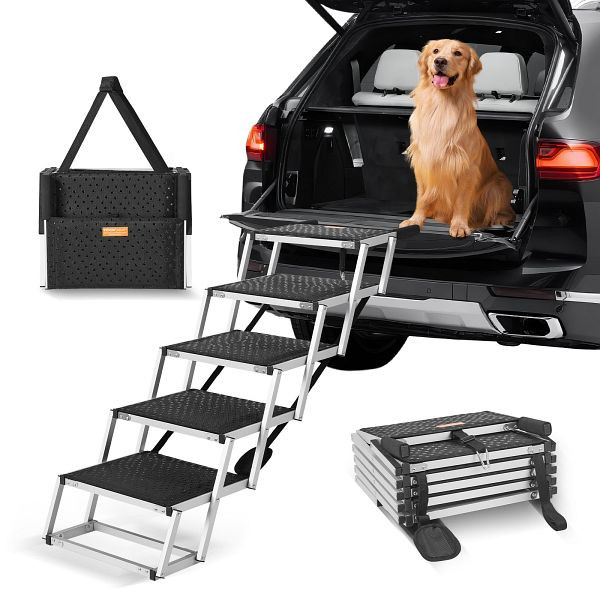 VEVOR Hundetreppe Rampe Auto Hunderampe Klapptreppe Haustiertreppe 5-stufig 68kg, KZDGLT5STEP1DLM2TV0