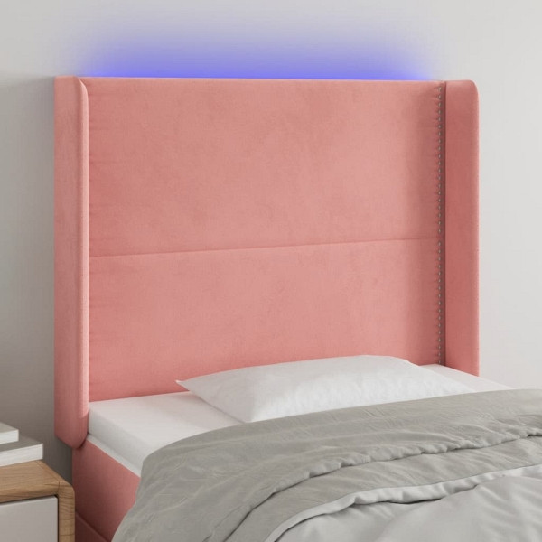 vidaXL LED Kopfteil Rosa 93x16x118/128 cm Samt, 3123949
