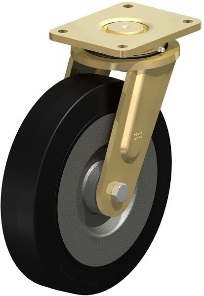 Blickle LS-SE 300K Stahlgeschweißte Schwerlast-Lenkrolle, schwere Drehkranz-Ausführung, Elastik-Vollgummi, Schwarz, 44032