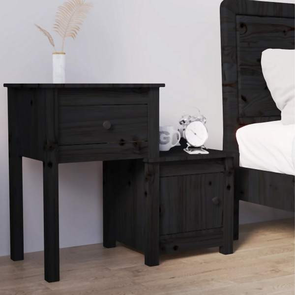 vidaXL Nachttisch Schwarz 79,5x38x65,5 cm Massivholz Kiefer, 814547