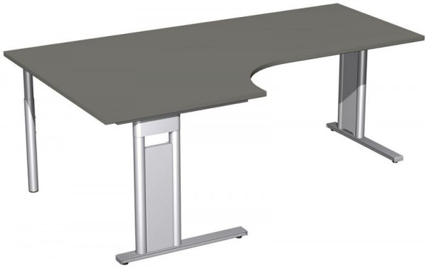 geramöbel PC-Schreibtisch links starr, C Fuß Blende optional, 2000x1200x720, Graphit/Silber, N-648322-GS