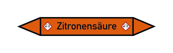 Schilder Klar Rohrleitungskennzeichen Zitronensäure, 187x26 mm Folie selbstklebend, 101604/31