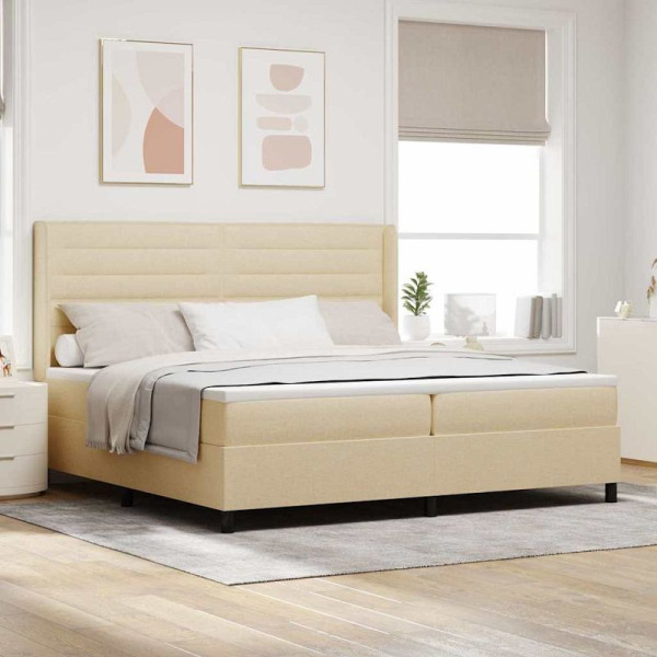 vidaXL Boxspringbett mit Matratze Creme 200 x 200 cm Stoff, 3341607
