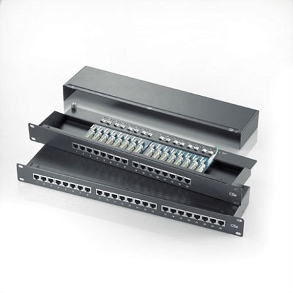 ROLINE 19"-Patchpanel 1 HE, 24 Ports, Kategorie 5e (Class D), schwarz, 26.11.0328