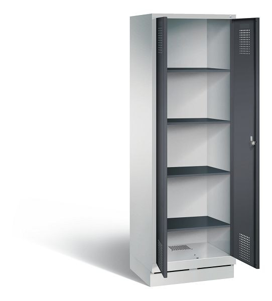 C+P Wäsche-Spind Evolo, H1800xB610xT500mm, Farbe: Lichtgrau / Schwarzgrau, 48222-20b S10116