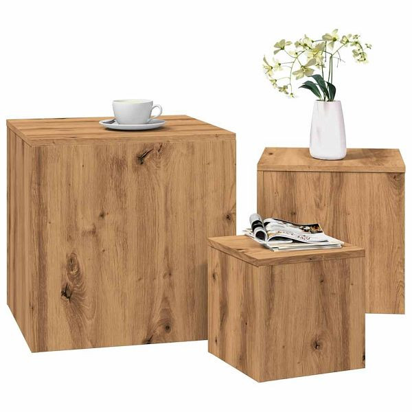 vidaXL Beistelltische 3 Stk. Artisan-Eiche Holzwerkstoff, 856677