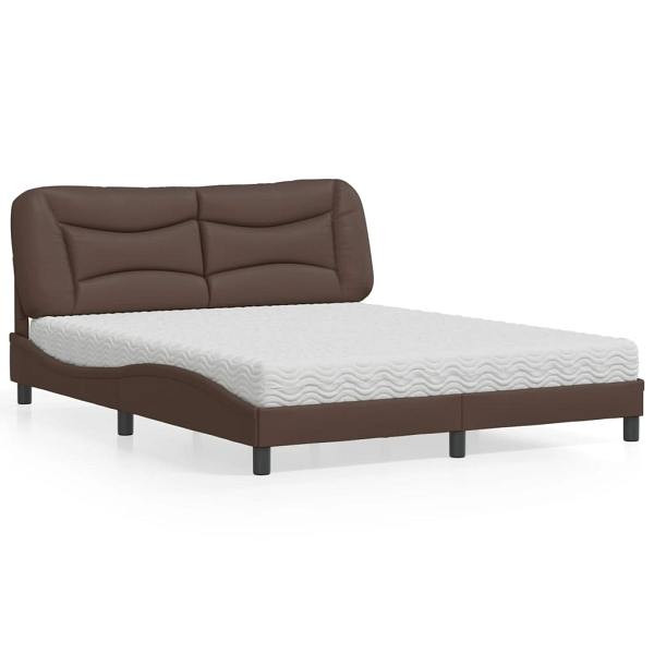 vidaXL Bett mit Matratze Braun 160x200 cm Kunstleder, 3208733