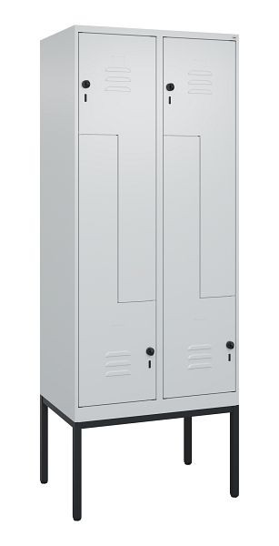 C+P Z-Spind Classic PLUS, Gestell, 4 Abteile, 2120x800x500mm, 7035/7035, Drehriegel, 0800337-224 S10009