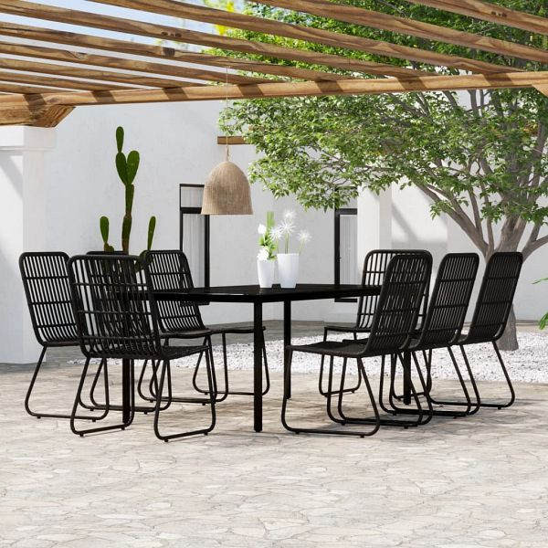 vidaXL 9-teilig Garten-Essgruppe Schwarz, 3099172