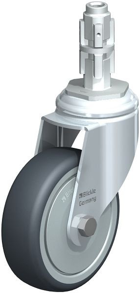 Blickle LKRA-TPA 101K-11-FK-E13 Apparate-Lenkrolle mit Expander, Thermoplastisches Gummi-Elastomer, Grau, 635003