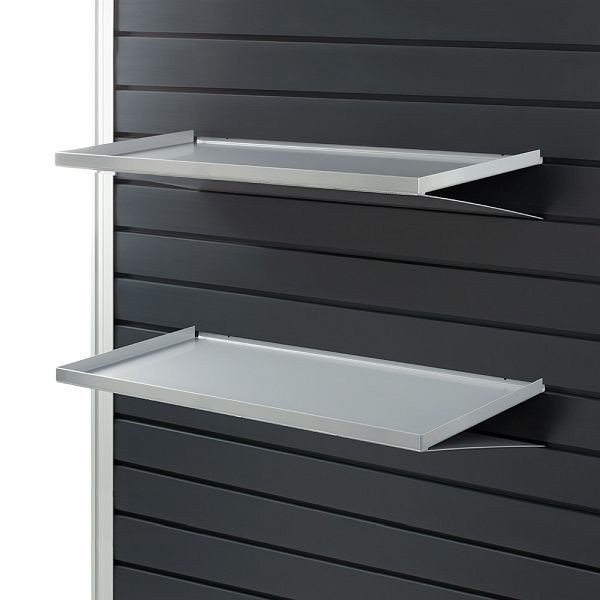 VKF Renzel Ablage für Lamellenwandsystem / Ablagetablett / FlexiSlot®-Ablage „Heavy-Steel”, 600 x 300 mm (BxT), 51.0204.2
