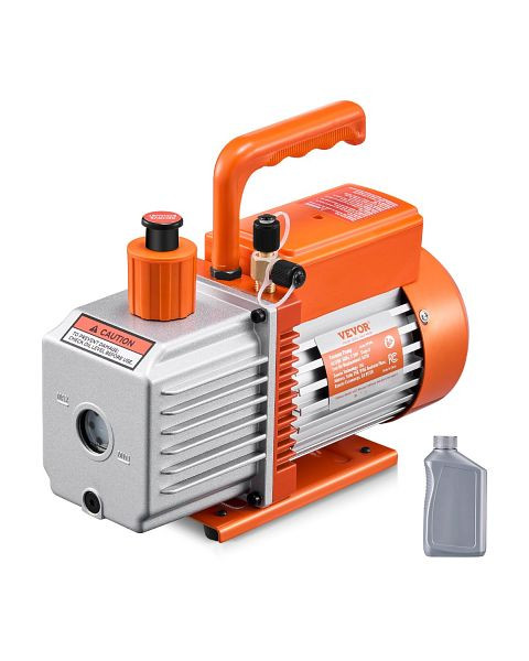 VEVOR Vakuumpumpe 6 CFM HVAC, 2-stufige Drehschieber-Vakuumpumpe, ZKBLJSJ12HP6J1GD6V2