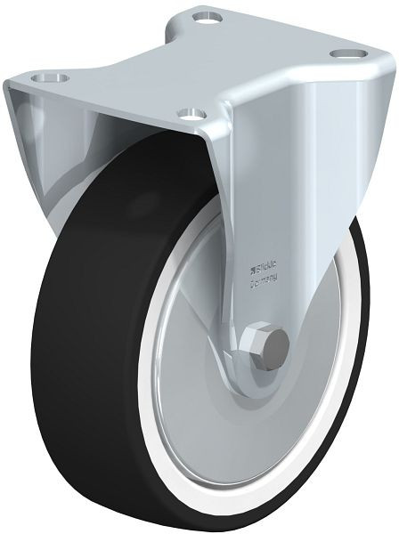 Blickle B-POTH 125R-FA Stahlblech-Bockrolle, mittelschwere Ausführung, mit Anschraubplatte, Thermoplastisches Polyurethan, Grau, 93161