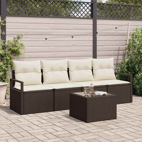 vidaXL Garten-Sofa-Set, 5er Set, Braun und Creme 55 x 55 x 37 cm, 3354917