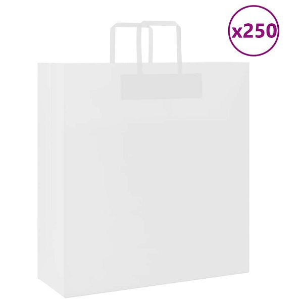 vidaXL Papiertragetaschen 250 Stk. mit Henkeln Weiß 45x17x48 cm, 4101849
