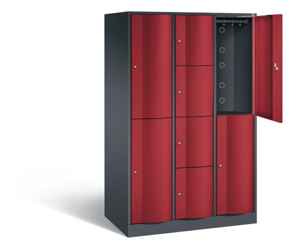 C+P XL-Kombi-Schließfachschrank Resisto, H1950xB1148xT640mm, Farbe: Schwarzgrau / Rubinrot, 8070-3732 S10010