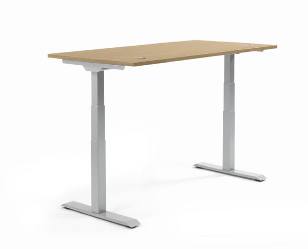 Deskin Höhenverstellbarer Schreibtisch FLEX MODUL, Eiche hell, 2000 x 800 x 605-1255 mm, Gestell: Alusilber, 346527