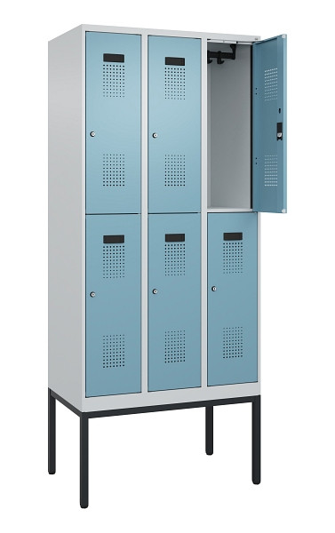 C+P Doppelstock-Spind Evolo PLUS, Gestell, 6 Fächer, 2120x900x500mm, 7035/0010, Zylinderschloss, 0493307-30 S10036