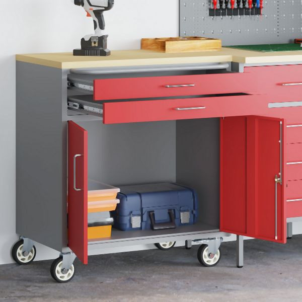 vidaXL Mobiler Werkzeugschrank Rot 75x45x85 cm aus Stahl mit Verriegelung, 4103488