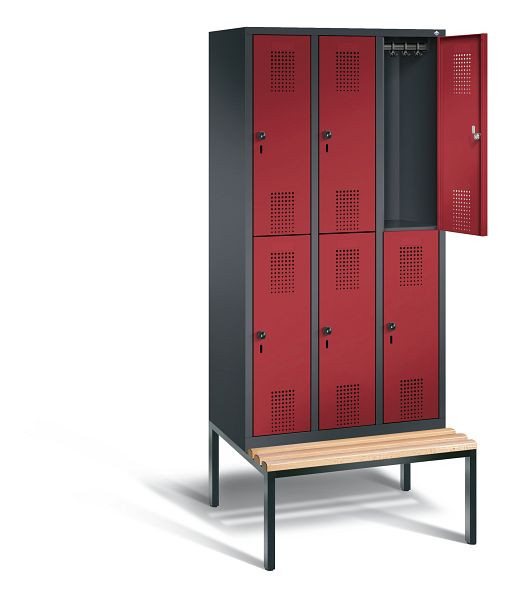 C+P Spind doppelstöckig Evolo, H2090xB900xT815mm, Farbe: Schwarzgrau / Rubinrot, 48350-30 S10122