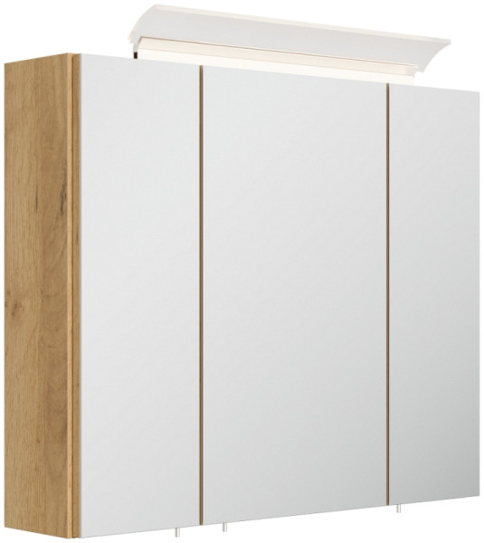 Posseik Spiegelschrank 75cm inkl. Design LED-Lampe und Glasböden eiche gold, PSPS75CM1000010DE