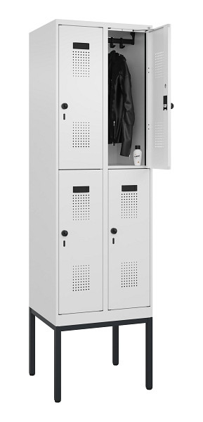 C+P Doppelstock-Spind Evolo PLUS, Gestell, 4 Fächer, 2120x600x500mm, 9016/9016, Drehriegel, 0493307-20 S10020