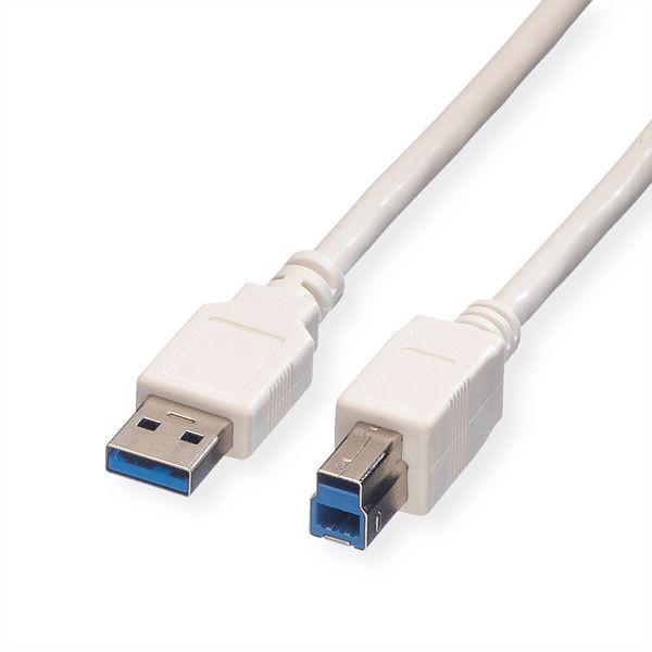 VALUE USB 3.2 Gen 1 Kabel, Typ A-B, weiß, 0,8 m, 11.99.8869