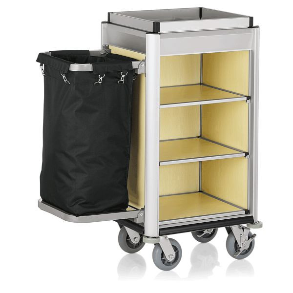 WAS Zimmerservicewagen Isabella, 1 Wäschesack, 95 x 53, 116 cm, helle Kantenprofile & helle Holzoptik, 4454001