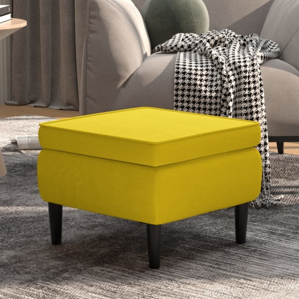 vidaXL Hocker mit Holzbeinen Gelb Samt, Polyester, 329443