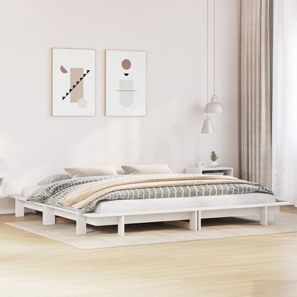 vidaXL Massivholzbett Weiß 160x200 cm Kiefer, Top-Qualität, 850654