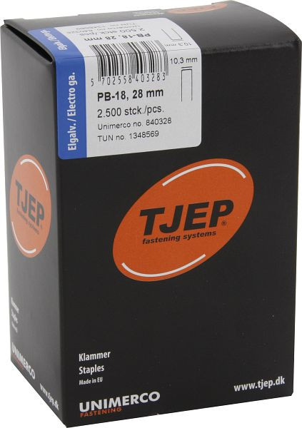 TJEP PB-18 28mm Klammer, verzinkt Box 2.500 Stück, Klammern, 840328