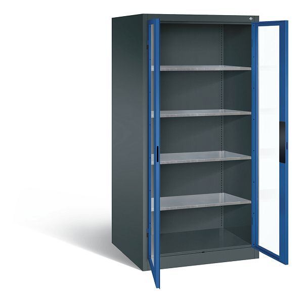 C+P Werkzeugschrank Acurado, H1950xB930xT800mm, Farbe: Anthrazitgrau / Enzianblau, Muldengriff, 8924-0552 S10010
