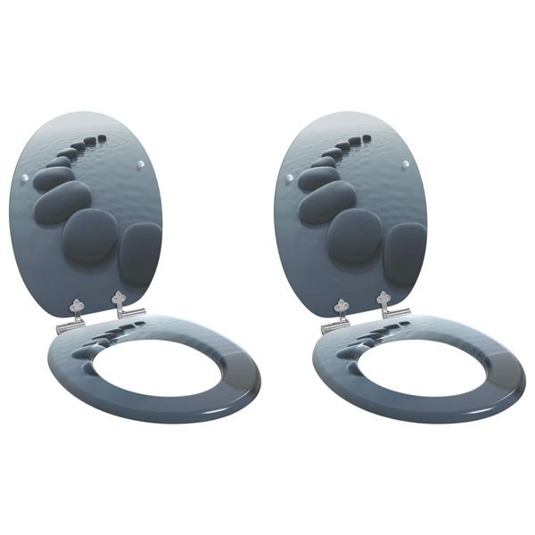 vidaXL Toilettensitz 2-teilig Grau 44 x 38 cm MDF-Platte, 3414534