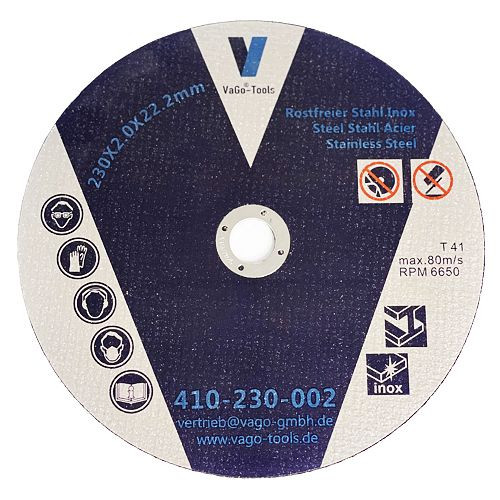 VaGo-Tools Trennscheiben Flexscheiben 230x2mm Edelstahl Metall Stahl, VE: 10 Stück, 420-230-002x10_tv