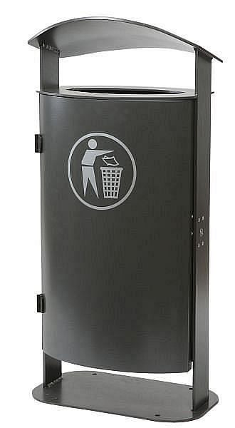 Renner Stand-Abfallbehälter, gewölbte Haube ca. 70 L, mit stabiler Bodenplatte zum Aufschrauben, anthrazit-eisenglimmer, 7093-00PB DB703