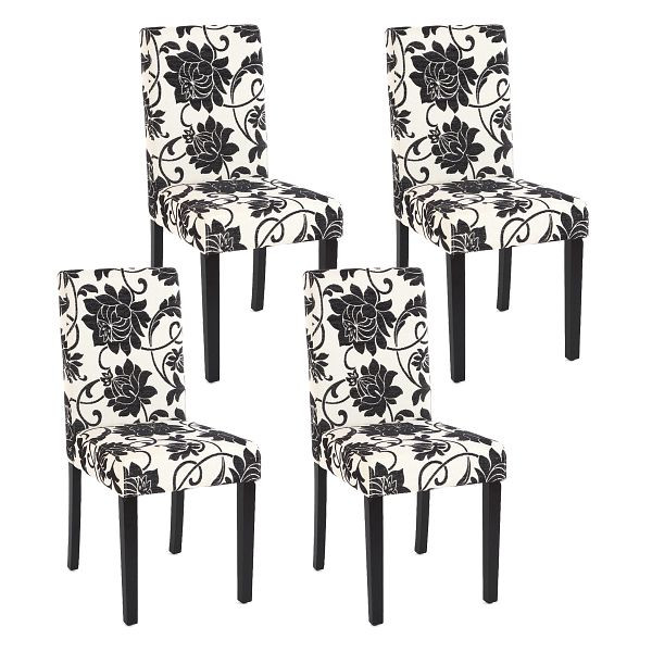 Mendler 4er-Set Esszimmerstuhl Stuhl Küchenstuhl Littau, Textil, jacquard, dunkle Beine, 28641