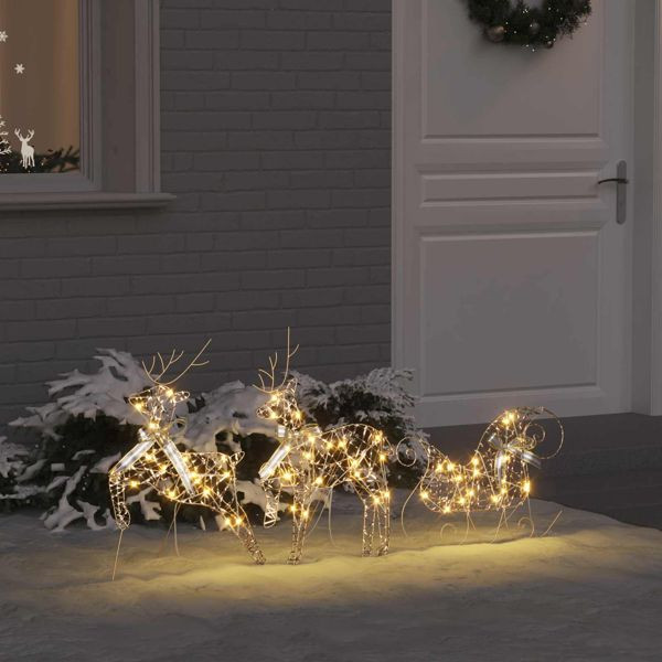 vidaXL LED Rentiere mit 60 LEDs 3-teilig Warmes Weiß PET, 42019143