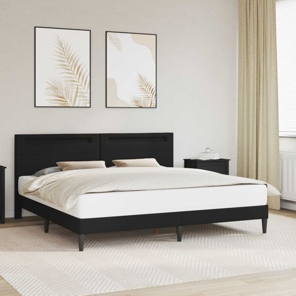 vidaXL Bettrahmen mit LED-Lichtleisten Schwarz 180 x 200 cm Kunstleder, 42028031