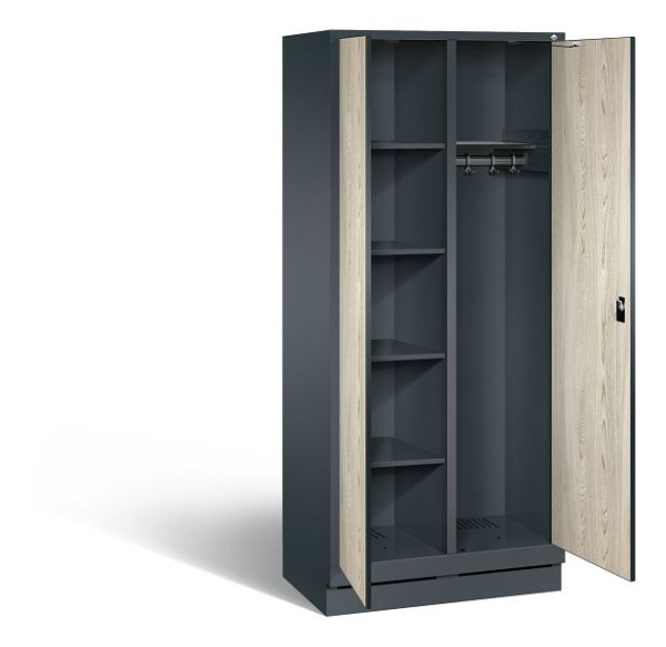 C+P Putzmittel-Spind Evolo, H1800xB810xT500mm, Farbe: Anthrazitgrau / Dekor Sen-Esche, 48160-22 S10136