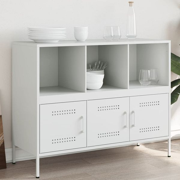 vidaXL Sideboard Weiß 100,5x39x79 cm Kaltgewalzter Stahl, 843095