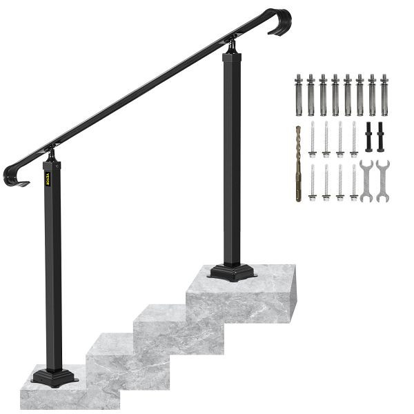 VEVOR Treppengeländer 140 x 13,5 x 97 cm, Höhe bis zu 48 cm, für 2 oder 3 stufige Treppen, LTFS1.4MLZFS00001V0