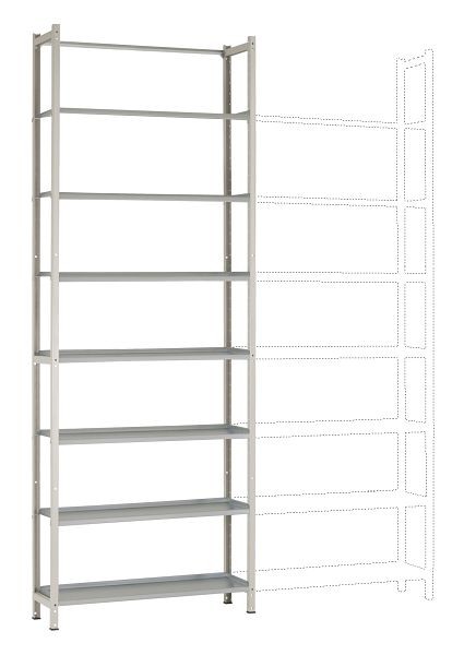 Manuflex Archiv-Grundregal mit 7 Stahlböden, HxBxT = 2600 x 960 x 300 mm, RA2235.7035