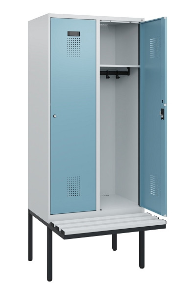 C+P Spind Evolo PLUS, 2 Abteile, 1950x800x815mm, 7035/0010, Zylinderschloss, Material Sitzfläche Kunststoff, 0490405-22 S10090