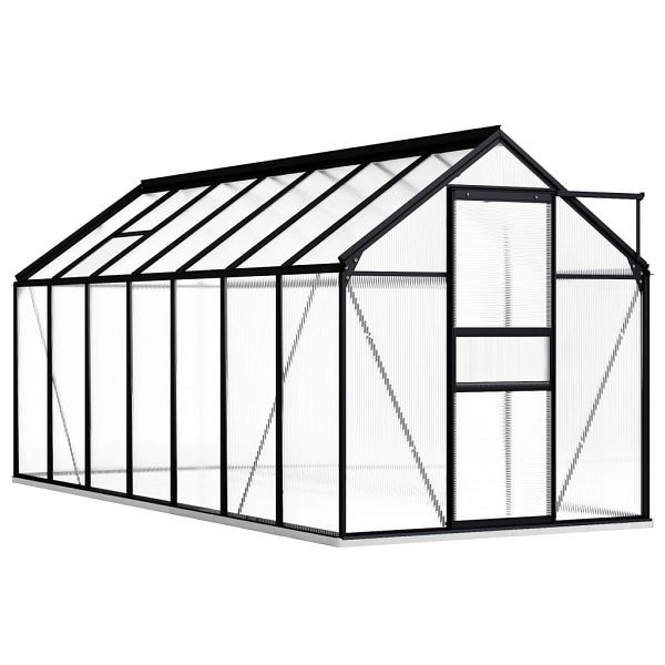 vidaXL Gewächshaus mit Fundament Anthrazit Aluminium 8,17 m², 48219