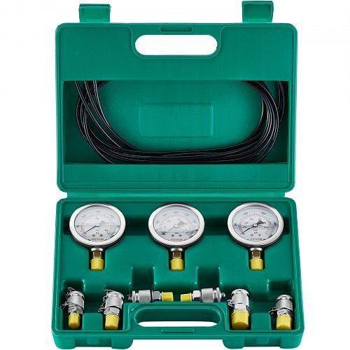 VEVOR Hydraulikdruck-Testset, 250/400/600 bar, 3 Messgeräte, 6 Testkupplungen, 3 Testschläuche, mit Tragetasche, JXYBZ3T6G0006OE70V0