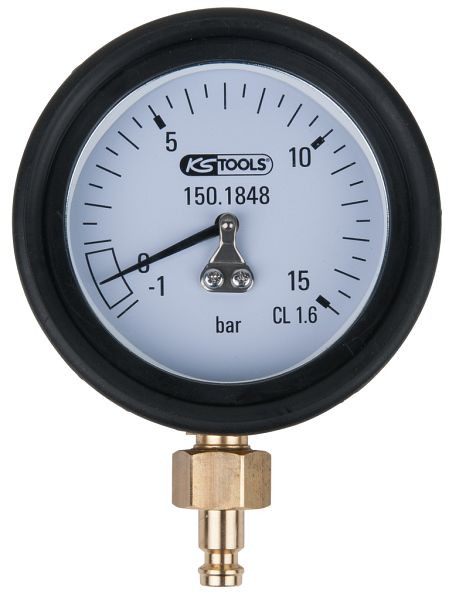 KS Tools Manometer 1,0 - 15,0 bar mit Anschlussnippel und Schutzkappe, 150.1848