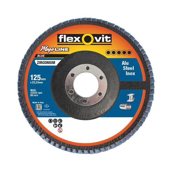 Flexovit Tellerfächerschleifscheiben FLD FDTF 115x22 R860 FLX P40 X860 EU Flap Discs 115x22mm K 40, VE: 10 Stück, 78072747900